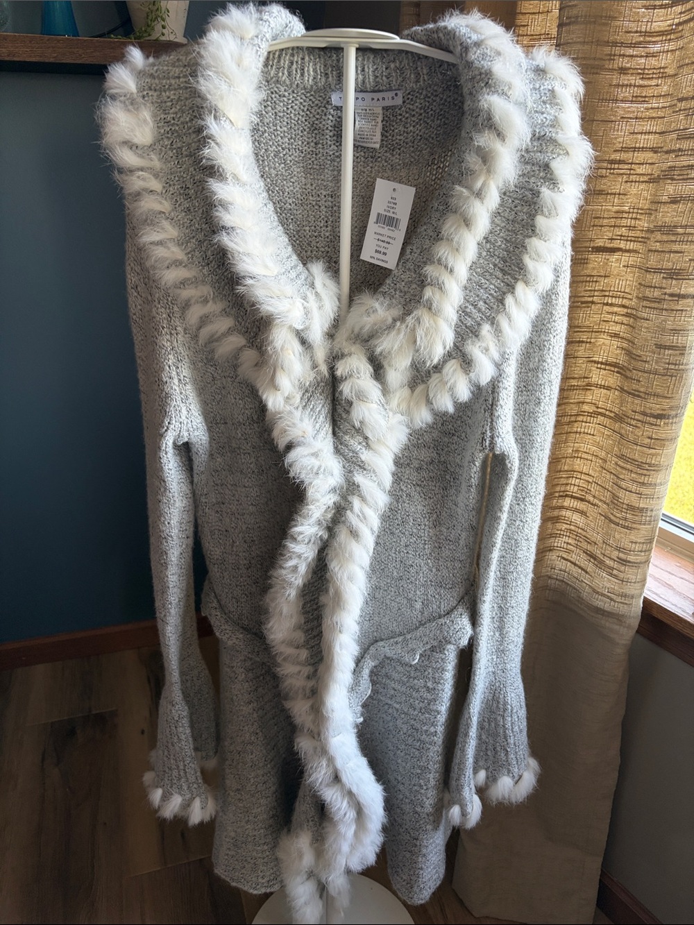 Tempo Paris Cardigan with Rabbit fur accents (M/L)